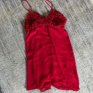 Adorable christmas red lingerie nighty. Ruffle top. Adjustable straps.